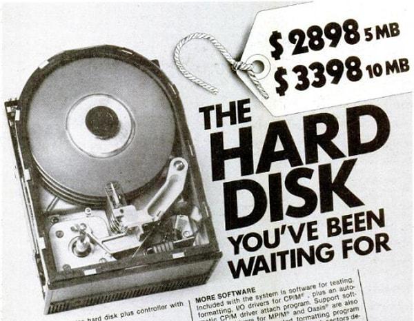 4. 1981 yılında 10 MB'ı 3398 dolara satılan sabit disk.