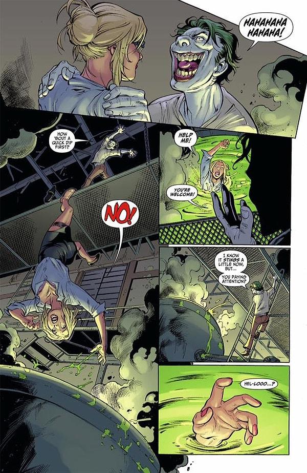 10. Harley Quinn'in soluk teninin sebebi Joker'in onu Suicide Squad #3 çizgi romanında bir asit tankına atmış olmasıdır.