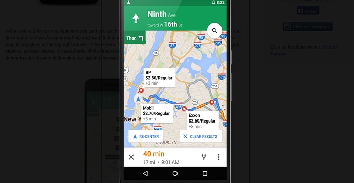 Yeni Google Maps, Alternatif Yolları ve Benzin İstasyonlarını Gösterecek