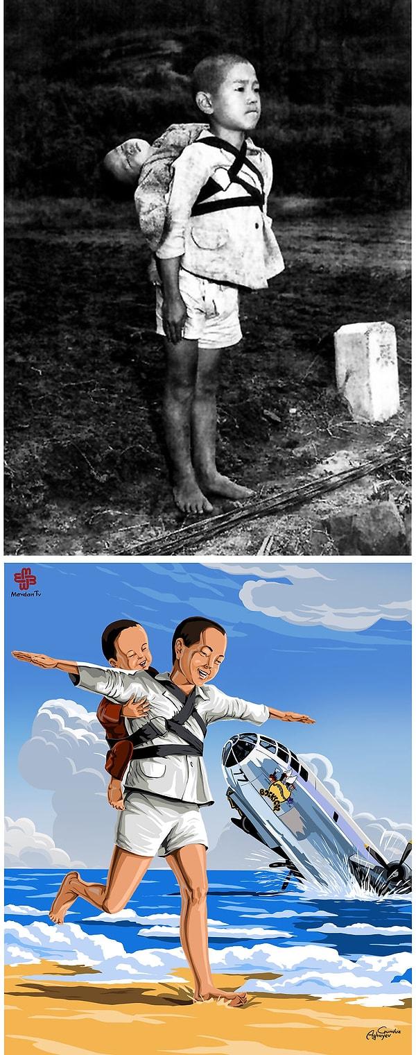 5. Ölü kardeşini kremasyon alanına getiren japon çocuk (1945)