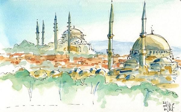 17. Bütün güzelliğine rağmen tevazu sahibidir İstanbul, iki fırça darbesi ile anlattırır kendini.