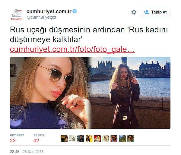 6. Rus uçağı düşürüldükten sonra fotoğraftaki kadının Instagram hesabına Türklerden yorumlar gelmesinin böyle yansıtılması!