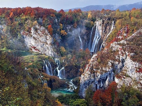 15. Sonbaharda Şelaleler, Plitvice Gölleri Ulusal Parkı, Hırvatistan