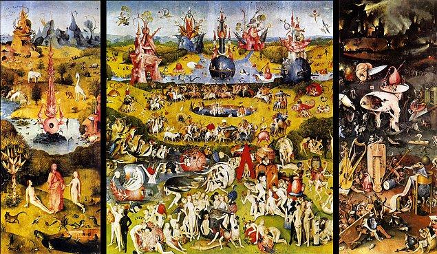 7. Orta panele gelirsek, bu kısım tablonun özünü temsil etmektedir. Zaten tablonun 'Dünyevi Zevkler Bahçesi' adı da bu kısımdan gelir.
