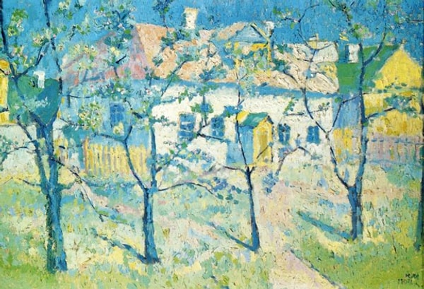 10. Малевич "Весенний сад в цвету" (1904).