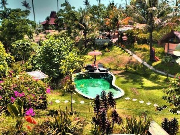 8. Yüzme havuzu olan ağaç ev. Bali, Endonezya.