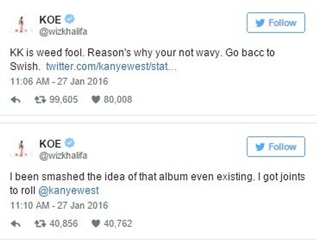 Wiz Khalifa'dan cevap gecikmedi.