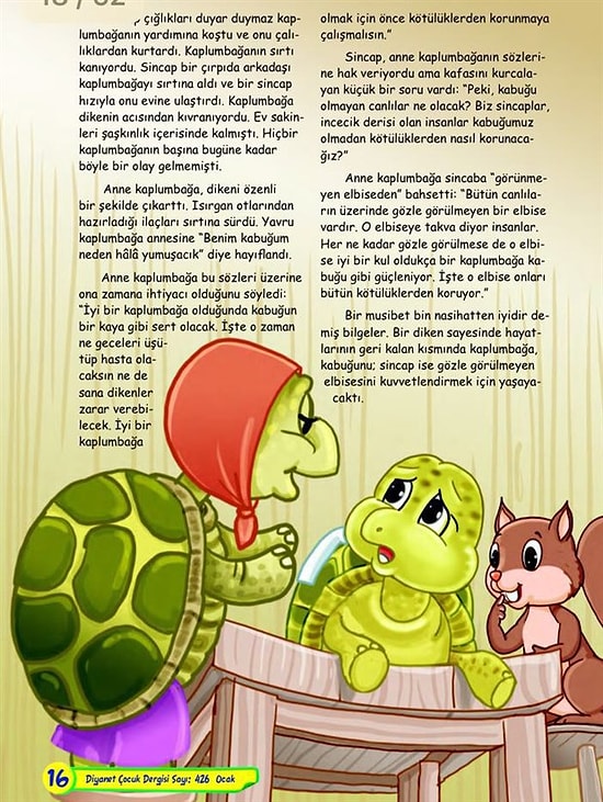 Diyanet'in Çocuk Dergisinde 'Başörtülü Kaplumbağa'