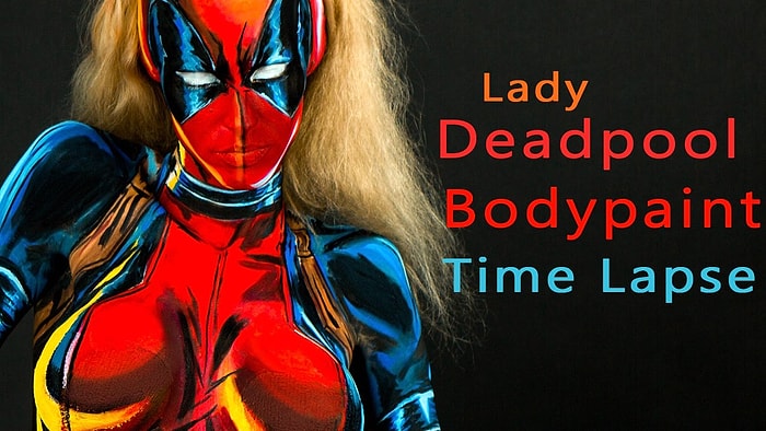 Timelapse Görüntüleriyle Vücudunu Boyayıp Deadpool Olan Kadın
