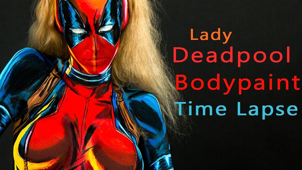 Timelapse Görüntüleriyle Vücudunu Boyayıp Deadpool Olan Kadın