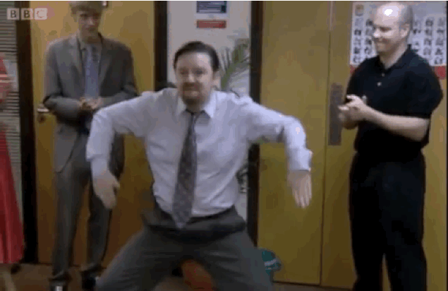 Image result for ricky gervais dance gif