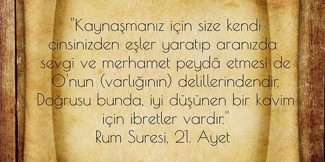 Rum Suresi, 21. Ayet!