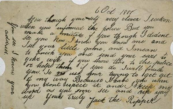 Karındeşen Jack’in polise yazdığı mektup