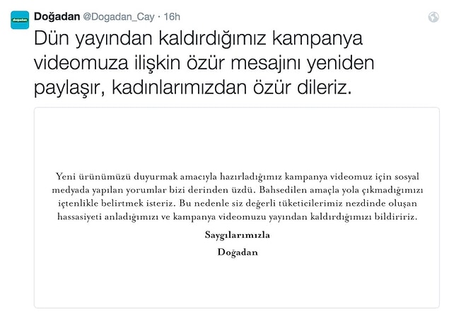 Doğandan'dan Özür Mesajı