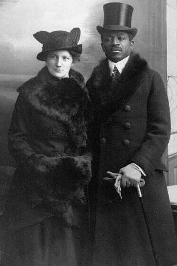 18. Geçmişte nadir görülen, ırklar arası evlilik yapmış bir çift, Berlin, 1914.