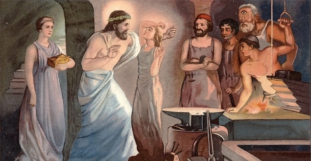 Hephaistos, babası Zeus'un isteği üzerine çamurla suyu yoğurdu. Ve Görenleri şaşırtacak güzellikte bir kadın vücudu yarattı.