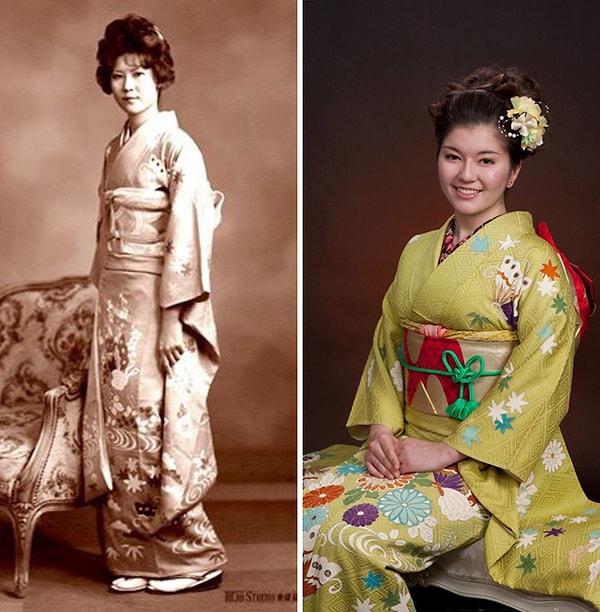 33. Aynı  yaş, aynı kimonoyla anne ve kızı (1976-2011)