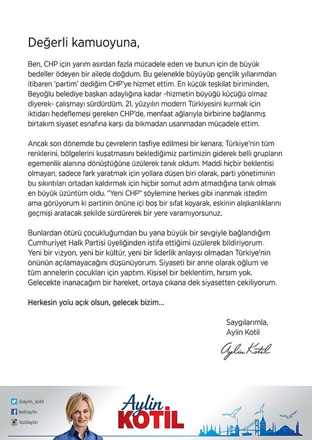 Zorunlu bir açıklama: "Siyasetten çekiliyorum, çünkü..."