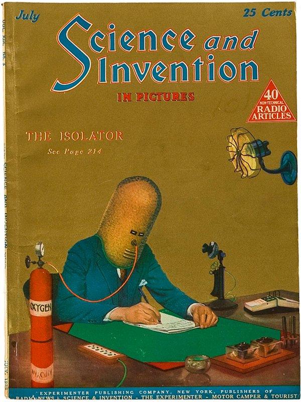 3. Gernsback 1925 yılının Temmuz ayında, Science and Invention dergisini bu kapakla yayınlıyor.