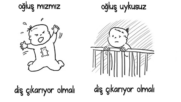 6. Diş çıkarıyor. 😬