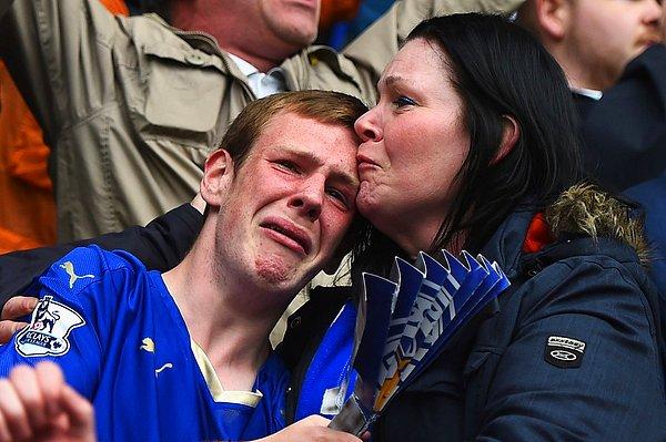 Leicester taraftarının, Southampton'a atılan gol sonrası duygusal reaksiyonu