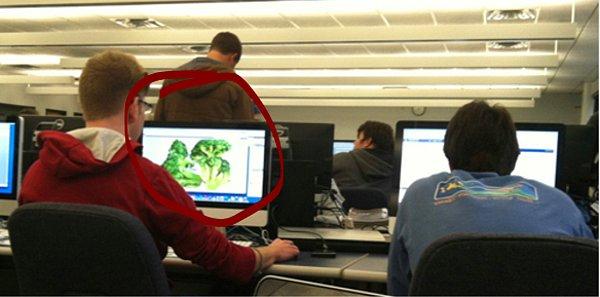 Bilgisayar laboratuvarında öğrenciler: