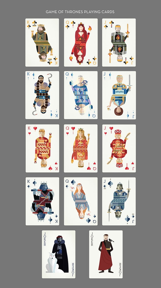 İllüstrator Amanda Penley'nin tasarladığı Game of Thrones iskambil kartları tam birer şaheser.