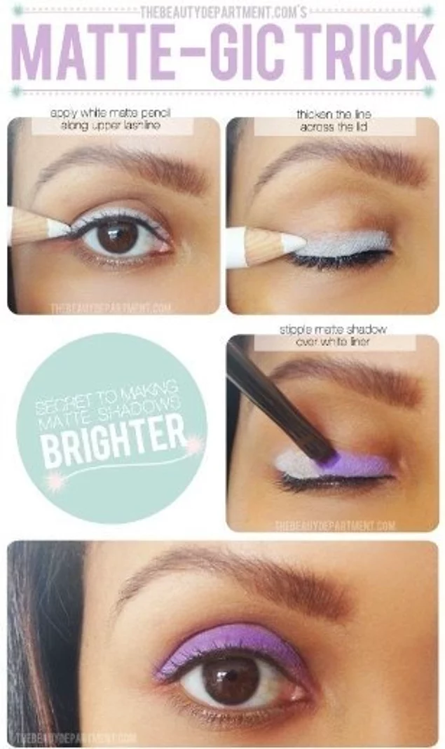 Put on white eye shadow as a primer to increase the effect of your colorful eye makeup.