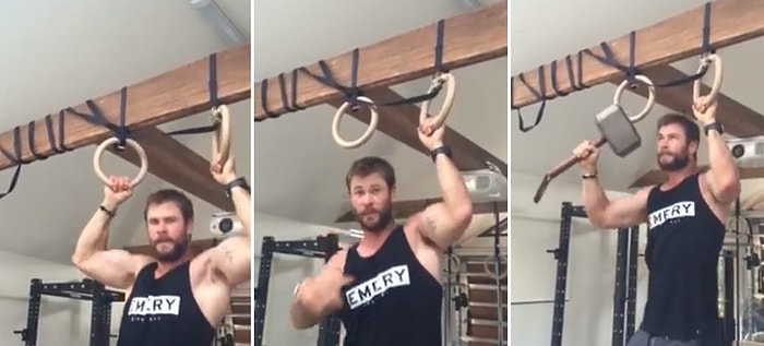 Chris Hemsworth, Barfiks Çekerken Kaptan Amerika'ya Saydırdı