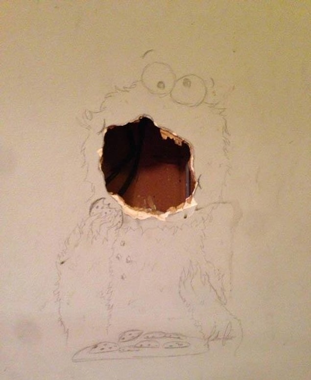 2. Turning your suspiciously broken wall into a cookie monster!
