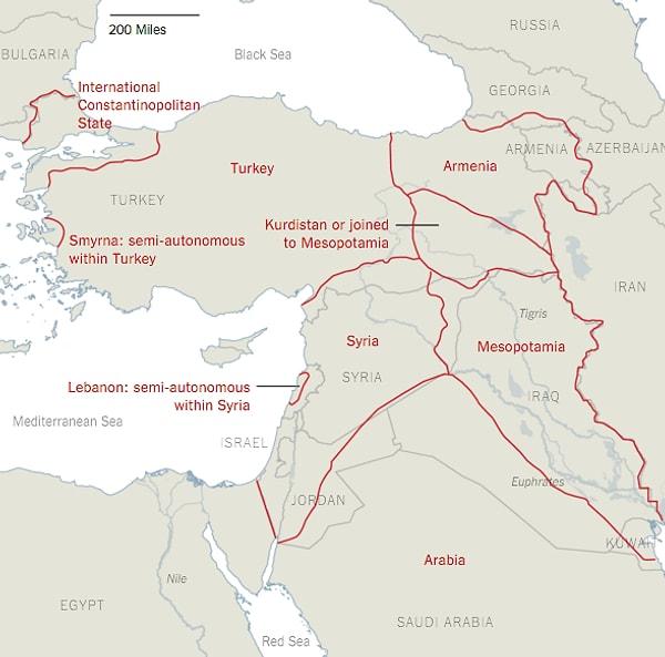 5. Ve tartışmalara yol açan o harita. Özerk İzmir, Uluslararası İstanbul Devleti, Türkiye, Ermenistan, Kürdistan....