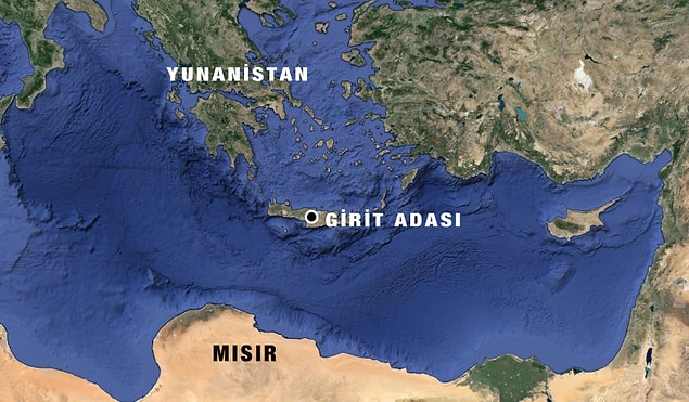 'Girit adası açıklarında düştü'