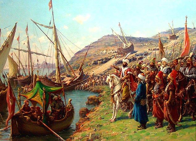 14. Fatih Sultan Mehmet'in gemileri karadan yürüttüğü an