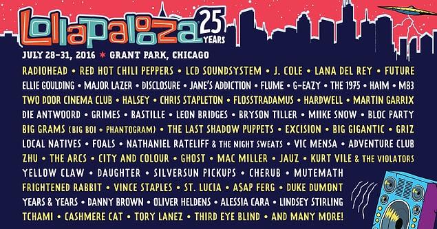 16. Lollapalooza: July 28th-31st - Chicago, Illinois, USA