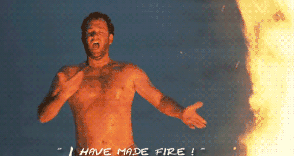 8. Yeni Hayat / Cast Away (2000) filminde Chuck'ın ateş yakmayı başarabilmesi.