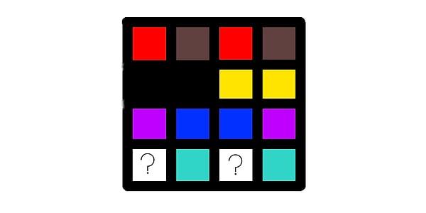 3. Verilen tabloda ? olan yerlere hangi renk gelmelidir?