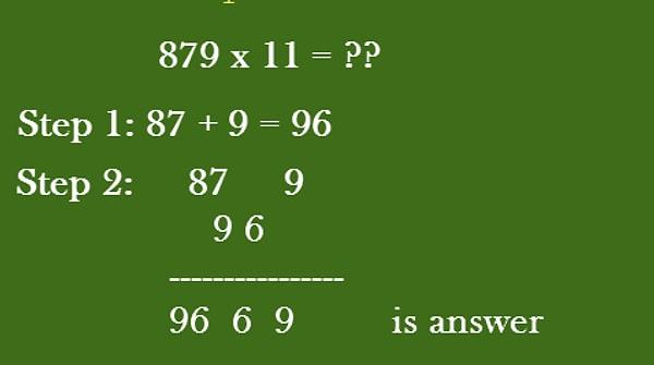11. 3 basamaklı bir sayı ile 11'i çarpmak istiyorsanız bunu deneyin: