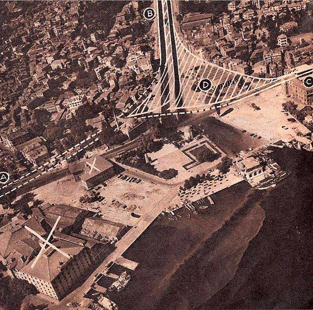 69. Sinanpaşa Camii'nin arkasından geçirilecek yolun planlaması. Ancak yol yapılmadı. (1957. Beşiktaş)