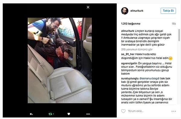 Olayın üzerinden saatler sonra Ali Nuri Türkoğlu'nun iddiası doğrulandı. Instagram hesabından yaptığı paylaşımda, linç edilen askeri kurtarmak için bir arabaya taşıdığı fotoğraf yer alıyor.