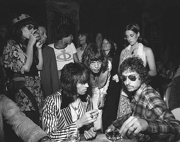 37. Bob Dylan, Mick Jagger ve Keith Richards; Jagger'in 29. Doğum Günü Partisinde, Temmuz 1972