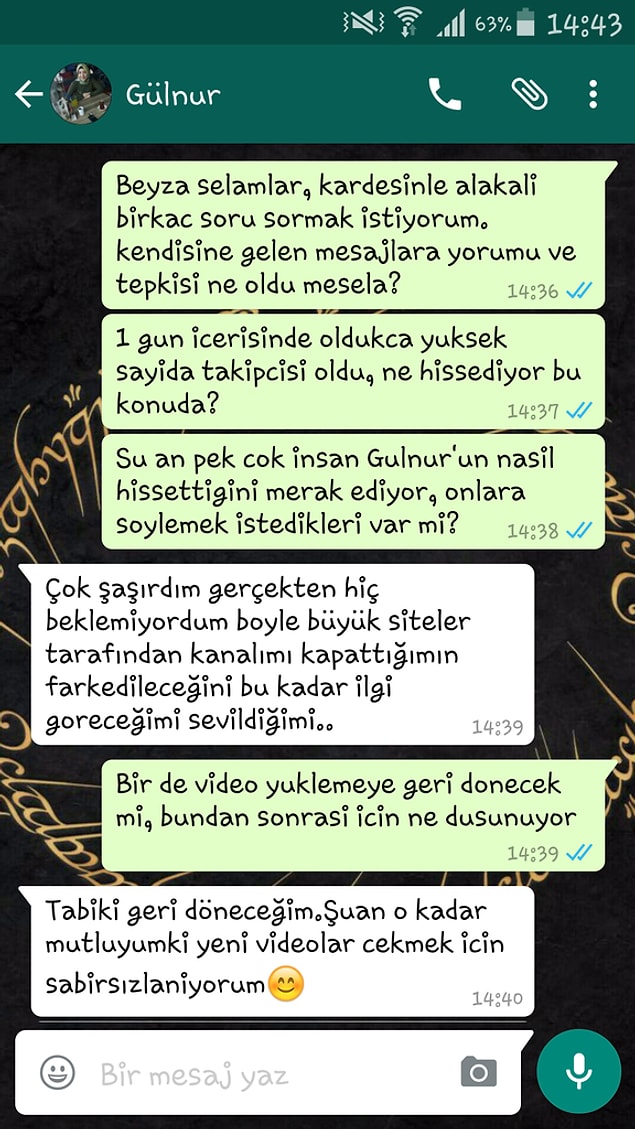 Biz de Gülnur'a ulaşabilmek ve ona ne kadar desteklendiğini söylemek için çabaladık! Ulaştık da!