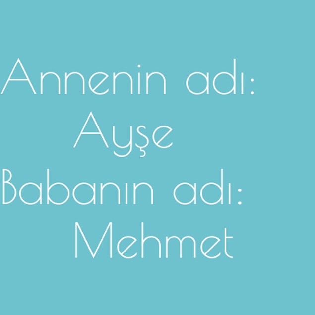 Ayşe ve Mehmet!