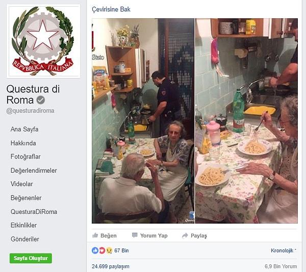 Roma polisi bu hikayeyi Facebook sayfasında, yalnızlıktan söz ederek paylaştı.