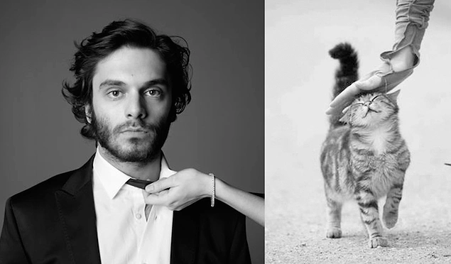 Hmm... Acaba bu seksi erkek fotoğraflarına mı baksam, minnoş kedi fotoğraflarına mı diye içinden geçirenler için iki seçenek aynı karede!