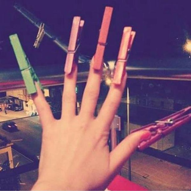 7. Putting pins on fingers.