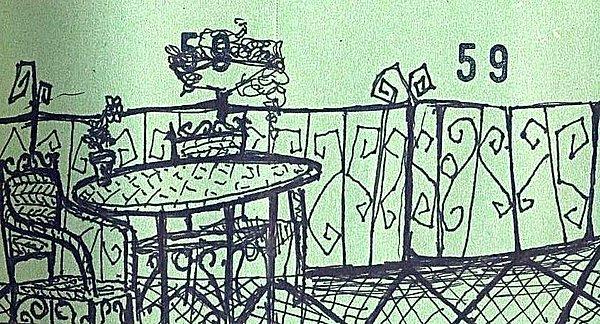 25. "Prag'daki hostelin bahçesi tabii ki böyle değildi. Ama böyle masa ve sandalyeler vardı resepsiyonunda."