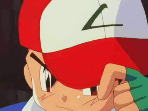 Her Pokémon savaşından önce Ash'in şapkasını ters çevirmesi ve her rozeti aldıktan sonra yaptığı zafer işareti.