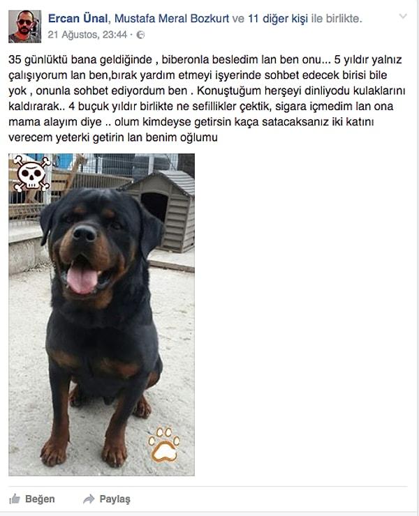 Ercan Ünal, işte bu gönderi ile çok sevdiği köpeği Pascal'ı bir de sosyal medya üzerinden aramaya başladı.