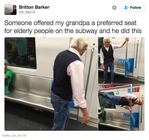 5. "Metroda biri dedeme yaşlılar için ayrılmış koltuğu gösterdi ve o da bunu yaptı"