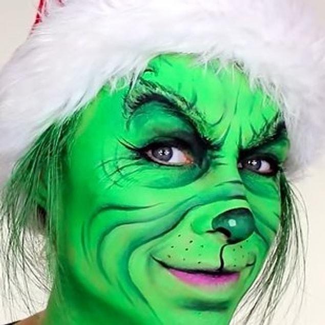7. She’s not the Grinch underneath that makeup!